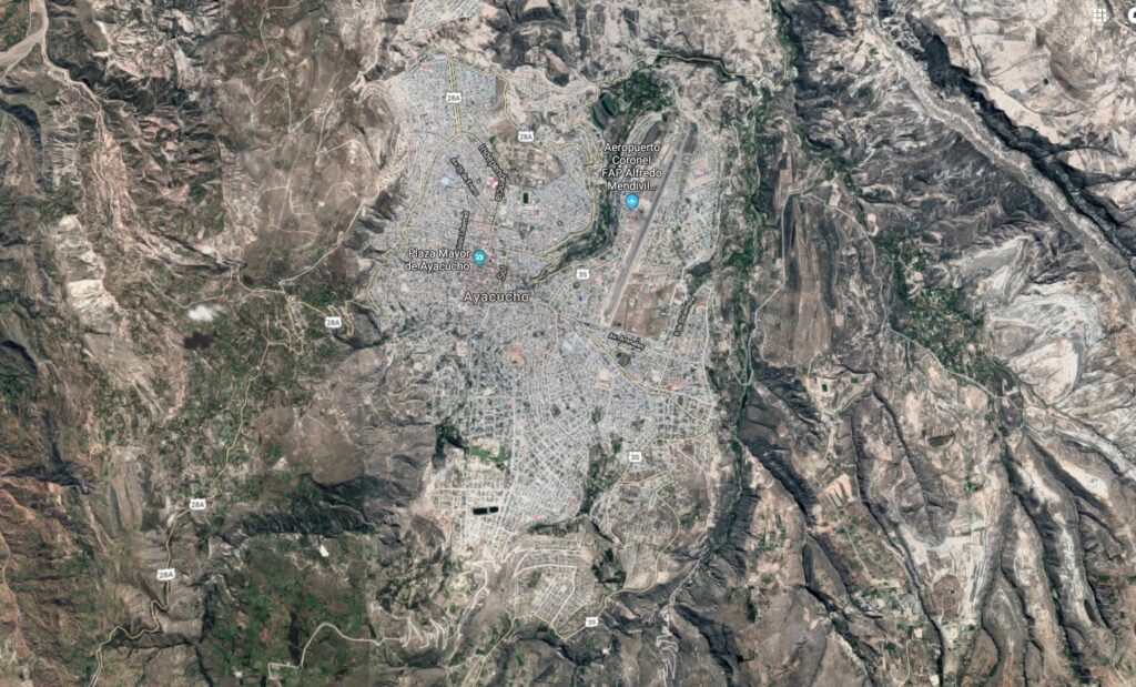 Mapa de Ayacucho vista aérea